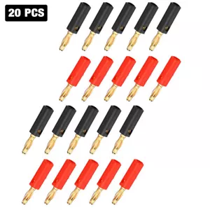20pz Spine a Banana Placcate Oro 4mm Jack Audio Altoparlante Cavo Cavo Connettore a Vite - Foto 1 di 11
