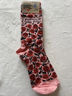 Calcetines Namaste You Guys azules Q para mujer talla 5-10 rosas flores Foto 1 de 4