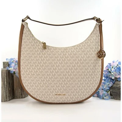 Michael Kors Jet Set Linda Bellota Cuero Vainilla Monograma Delgado Grande Hobo Nuevo con Etiquetas Foto 1 de 4
