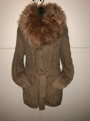 SUÉTER VINTAGE CAROL COHEN PARA BRAETAN - TEJIDO ACRÍLICO - CUELLO PIEL SINTÉTICA TALLA L  Foto 1 de 4