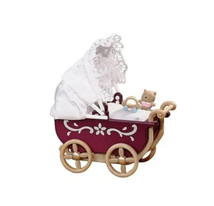 Cochecito de bebé Sylvanian Families Calico Critters vintage borgoña - Imagen 1 de 3