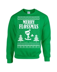 Merry Flossmas Ugly Sweater Christmas Unisex Crew Sweatshirt B121 - Picture 1 of 7