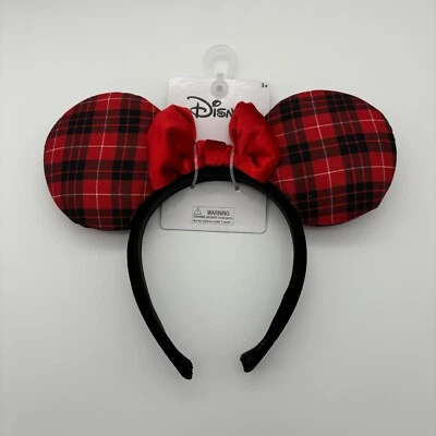Diadema Orejas de Minnie Mouse Cuadros Navidad Vacaciones Colección Disney Niñas NUEVA Foto 1 de 2