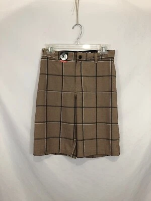 ZeroXposur NWT Boys Size 14 Brown Plaid Adjustable Waist Performance Shorts  - Image 1 of 2