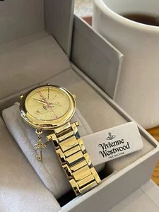VIVIENNE Gold Watch 50M Waterproof Quartz Stone Women's Watch Pendant Steel Belt - Picture 1 of 6