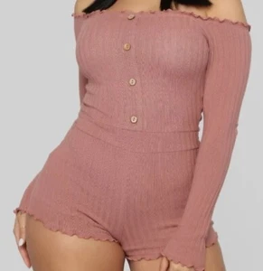 Fashion Nova Jacklyn Off Shoulder Romper Mauve Size 1X - Picture 1 of 3