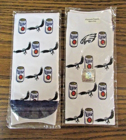 NIP Lot of 2 Miller Lite Promo Philadelphia Eagles Socks Cover