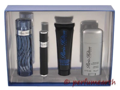PARIS HILTON 男式 4 件套 3.4 盎司 EDT SPARY + DEO 贴 + B/WASH + 迷你 — 第 1/3 张图片