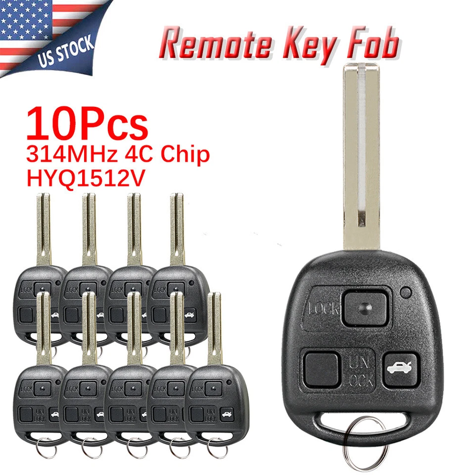 10 Full Remote Key Fob for Lexus ES300 GS300 GS400 GS430 IS300 LS400 HYQ1512V 4C - Image 1 of 4