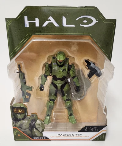 Halo Master Chief Action Figure With Commando Rifle & Grappleshot Series 3 Cover