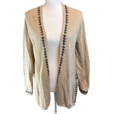 Cárdigan J JILL Caqui Tostado Negro Lino Talla M Suroeste Neutro Ligero Foto 1 de 4