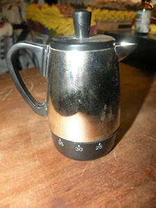 Kitchen Timer Coffee Pot 4 Inch Vintage Chrome Percolator 55 Minutes Works - Picture 1 of 6