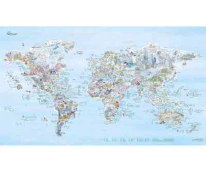 Mapa de pared de buceo mundial - Póster dibujado a mano de sitios de buceo de todo el mundo - Imagen 1 de 7