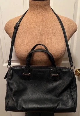 Cartera de mano Coach Taylor de cuero negra vintage F25296 herrajes plateados Foto 1 de 4