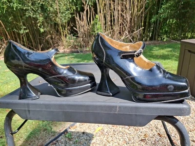 John Fluevog MEGA MUNSTER Underground Platform Blk Pat. Leather U.K 8/10 U.S  - Image 1 of 4