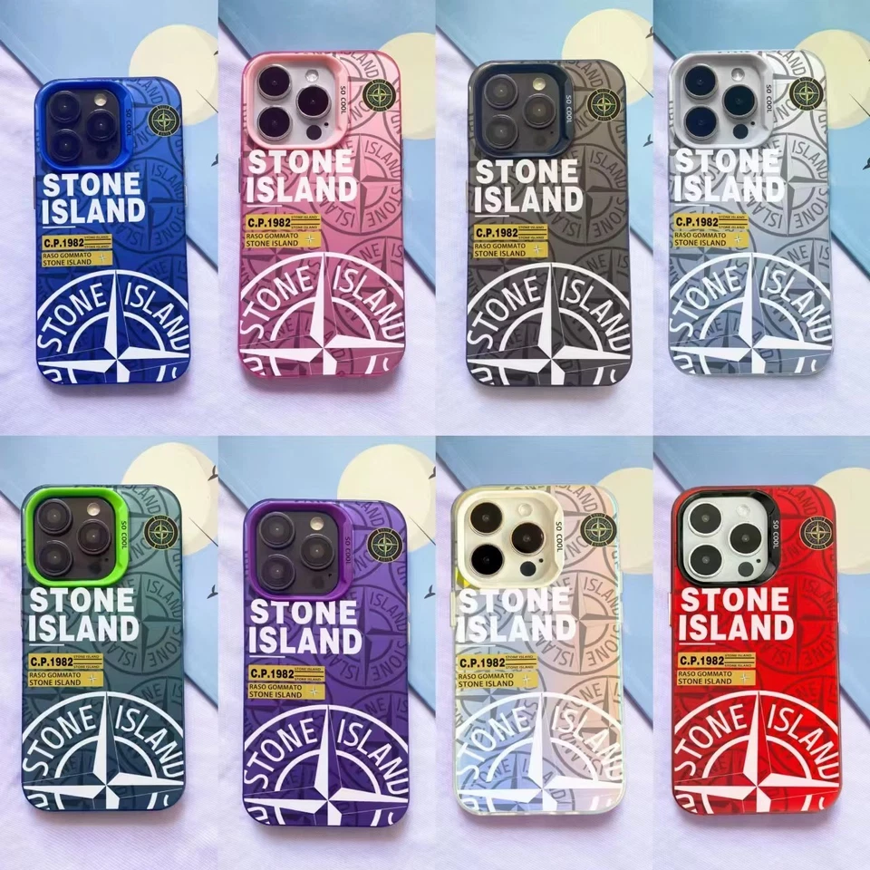Coque Stone Island Pour iPhone X XS XR 11 12 13 14 15 16 Plus Pro Max Case Etuis - Image 1 of 1