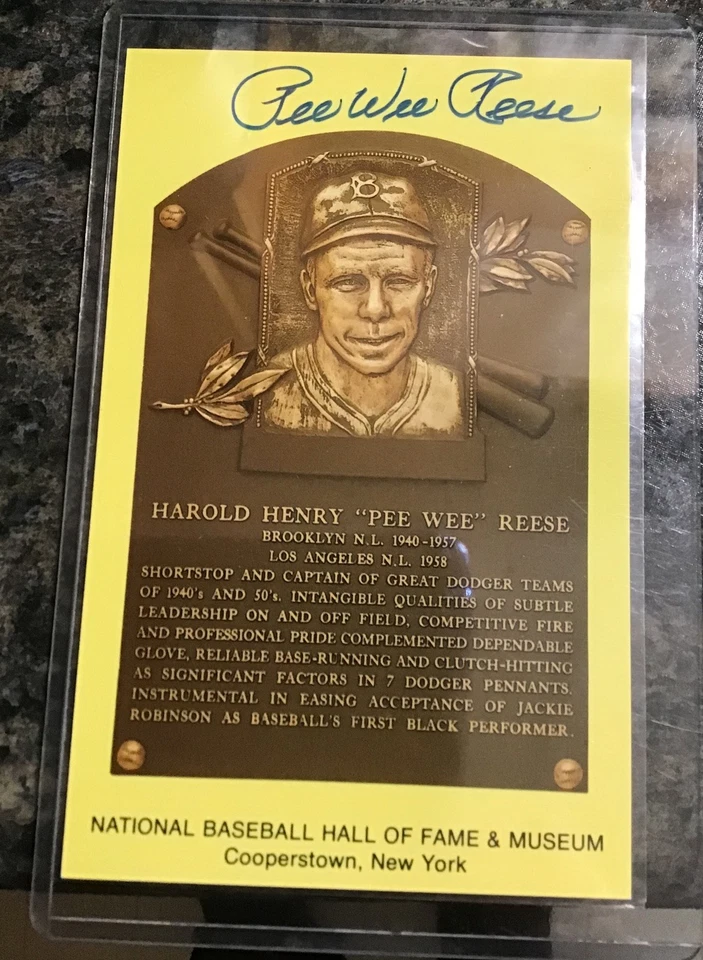Pee Wee Reese Signed Hall Of Fame Plaque Postcard  - Image 1 of 1