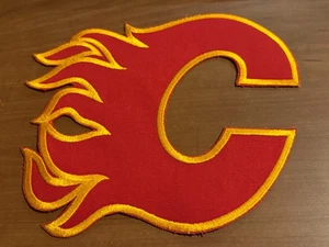 Vintage Calgary Flames NHL Logo Jacket/Sweater Patch, 9”, Red - Picture 1 of 1