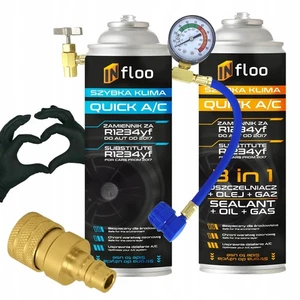 INfloo Quick A/C R1234yf Gas + 3-in-1 Dichtmittel Schlauch mit Manometer ab 2017 - Bild 1 von 1