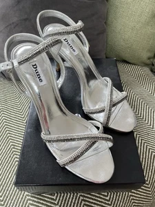 Dune Silver Women’s High Heel Strappy Shoes Uk 8 EU 41 Wedding - Picture 1 of 9