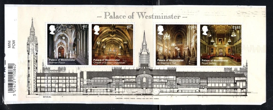 UK 2020 Sc #4011  Palace of Westminster, Sheet of 4 Stamps canceled - Image 1 of 1