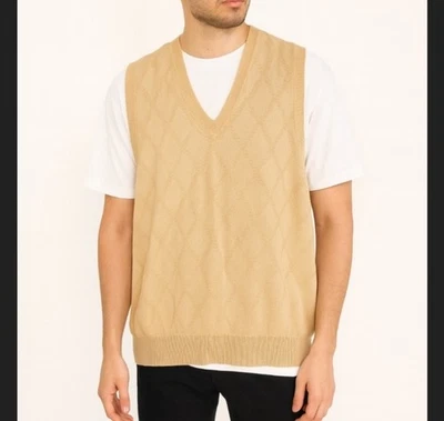 Pendleton vintage Mercerized Cotton Diamond Pattern Light Yellow Sweater Vest L - Image 1 of 4