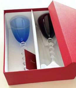 Juego de copas de vino de cristal Baccarat Vega Fortissimo azul rojo sin usar con caja - Imagen 1 de 10