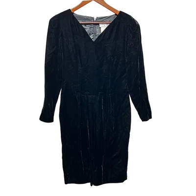 Vestido de Terciopelo Lanz Mujer De Colección M Negro Cuello en V Plisado Fiesta Vacaciones Glamour Cachicho Foto 1 de 4