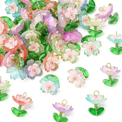 48 x смолы жемчуг акриловое цветочное стекло подвеска цветок подвески для серьги ожерелье - Изображение 1 из 4