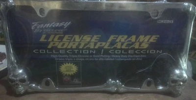 PILOT Iluminado LED Ojos Calavera Placa Marco Cromo Resistente Die Fund Zinc Foto 1 de 4