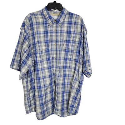 Rugged Earth Outfitters Mens Shirt Size 2XL Blue Fishing Button Vented Short Slv - Image 1 of 4