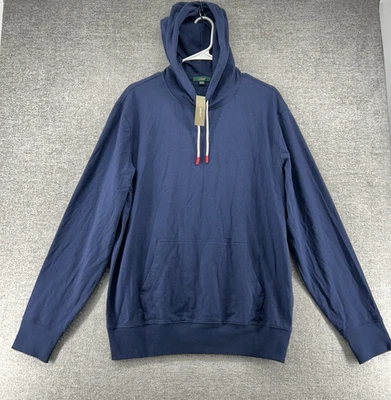 J Crew Sudadera con Capucha Pullover Hombres Talla Mediana Azul Informal Otoño Bolsillo 100% Algodón NUEVO Foto 1 de 4