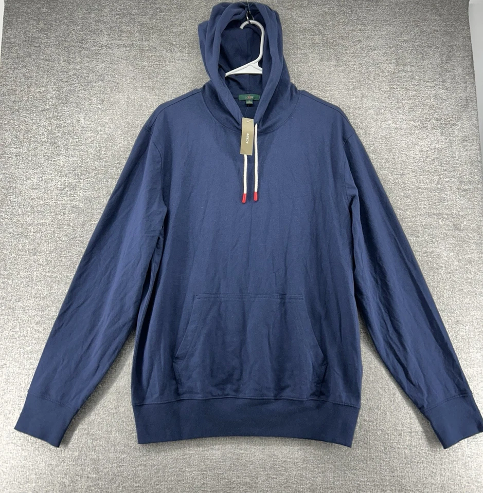 J Crew Sudadera con Capucha Pullover Hombres Talla Mediana Azul Informal Otoño Bolsillo 100% Algodón NUEVO Foto 1 de 4