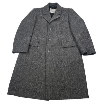 Gabardina corta vintage años 90 London niebla gris oscuro mezcla lana 42 tweed City Foto 1 de 4