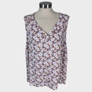 Sonoma Damen Übergröße 2X ärmelloses Oberteil mit V-Ausschnitt 100 % Viskose Blumenmuster - Bild 1 von 8