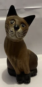 LARGE WOODEN CAT SITTING - Picture 1 of 7