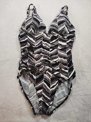 Traje de baño Leilani marrón/crema y negro de una pieza talla 10 favorecedor Foto 1 de 4