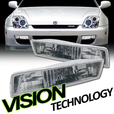 For 97-01 Honda Prelude Chrome Clear Front Turn Signal Parking Bumper Lights yd - Image 1 of 2
