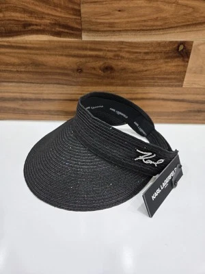 KARL LAGERFELD Sombrero Negro Visera Logo NUEVO Foto 1 de 4
