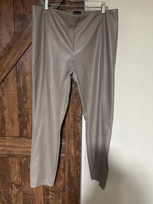 Брюки женские Nicole Miller желтовато-коричневые мягкие искусственная кожа плоские спереди сужающиеся крой. XL - Изображение 1 из 2