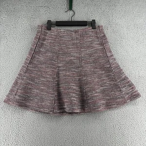 LOFT Skirt Womens M Black Burgundy Boucle A Line Flare Mini Y2K Wednesday NWT - Picture 1 of 14