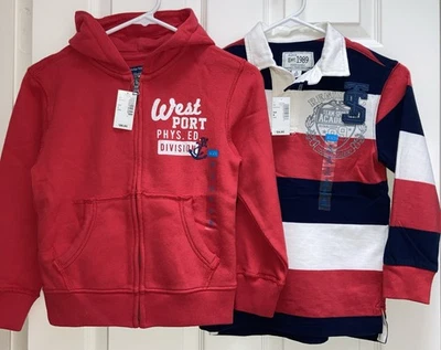 NWT TCP the Children's Place Hoodie + Polo Rugby -sz S 5-6 yrs Christmas Holiday - Image 1 of 4