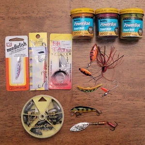 Vintage Lot Of Trout Fishing Tackle Mepps Rapala Berkley Luhr Jenson South Bend - Picture 1 of 10