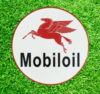Mobil Oil   Porcelain Enamel Heavy Metal Sign 30 Inches Double  Side - Image 1 of 2