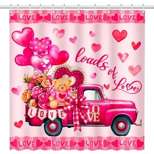 Valentines Shower Curtain for Bathroom Valentines Day Shower Curtain Valentin... - Picture 1 of 7