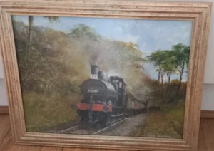 Steam Train Canvas Painting Glenfield Leic Picture Framed Charles Edwin Taylor - Picture 1 of 5