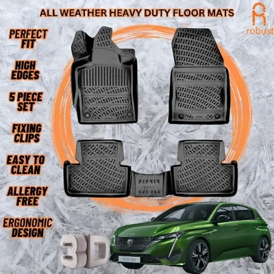 Alfombrillas coche moldeadas en 3D para Peugeot 308 2022-2025 para todas las estaciones resistente Foto 1 de 4