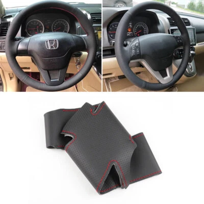 Sewing Perforated Leather Steering Wheel Cover For Honda CR-V CRV 2009 2010 2011 - image 1 of 4