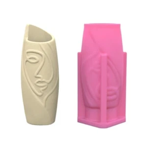 Creative Flower Pots Home Ornament Moulds Half Face Vase Silicone Casting Mold - Picture 1 of 8