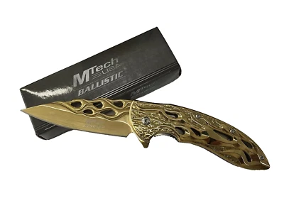 Knife MTECHUSA 8.00" Overall Stainless Steel Spring Assisted DropPoint MT-A822GD - Image 1 of 3